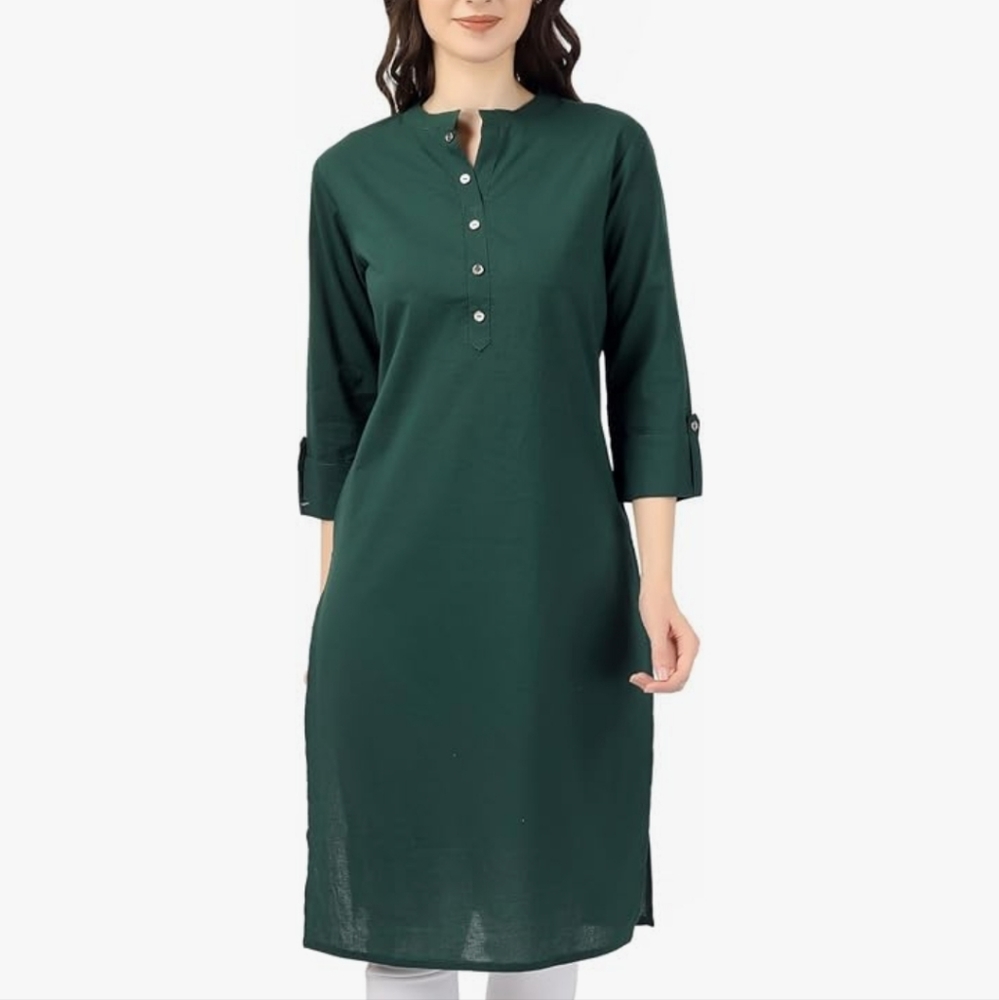 NWT Green Long Tunic Top With Side Slits Kaftan